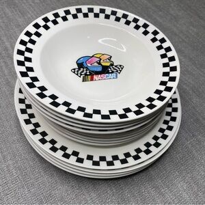 Vintage 2002 Lot of 12 Gibson NASCAR Theme Serving Dinner Plates and Bowls